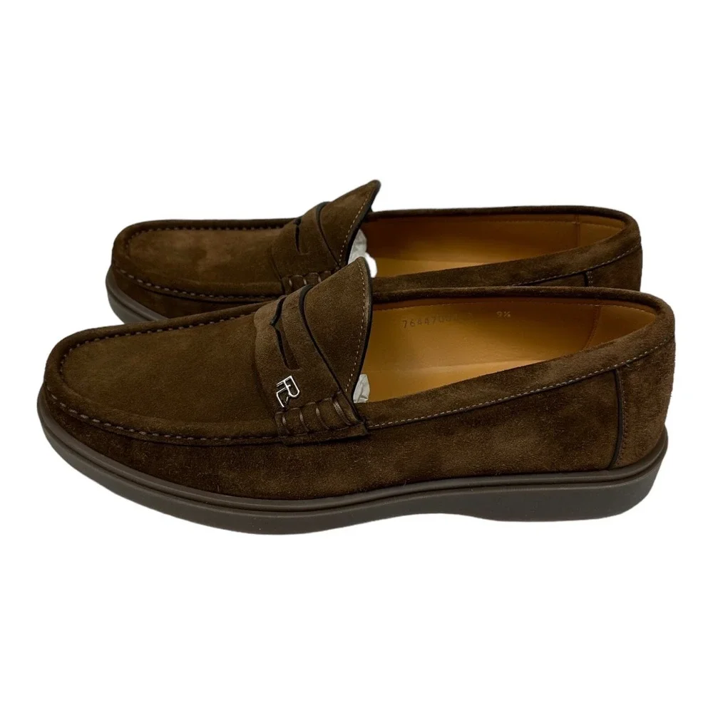 Ralph Lauren Purple Label Begley Brown Calf Suede Mens Penny Loafer 7.5 D NWB